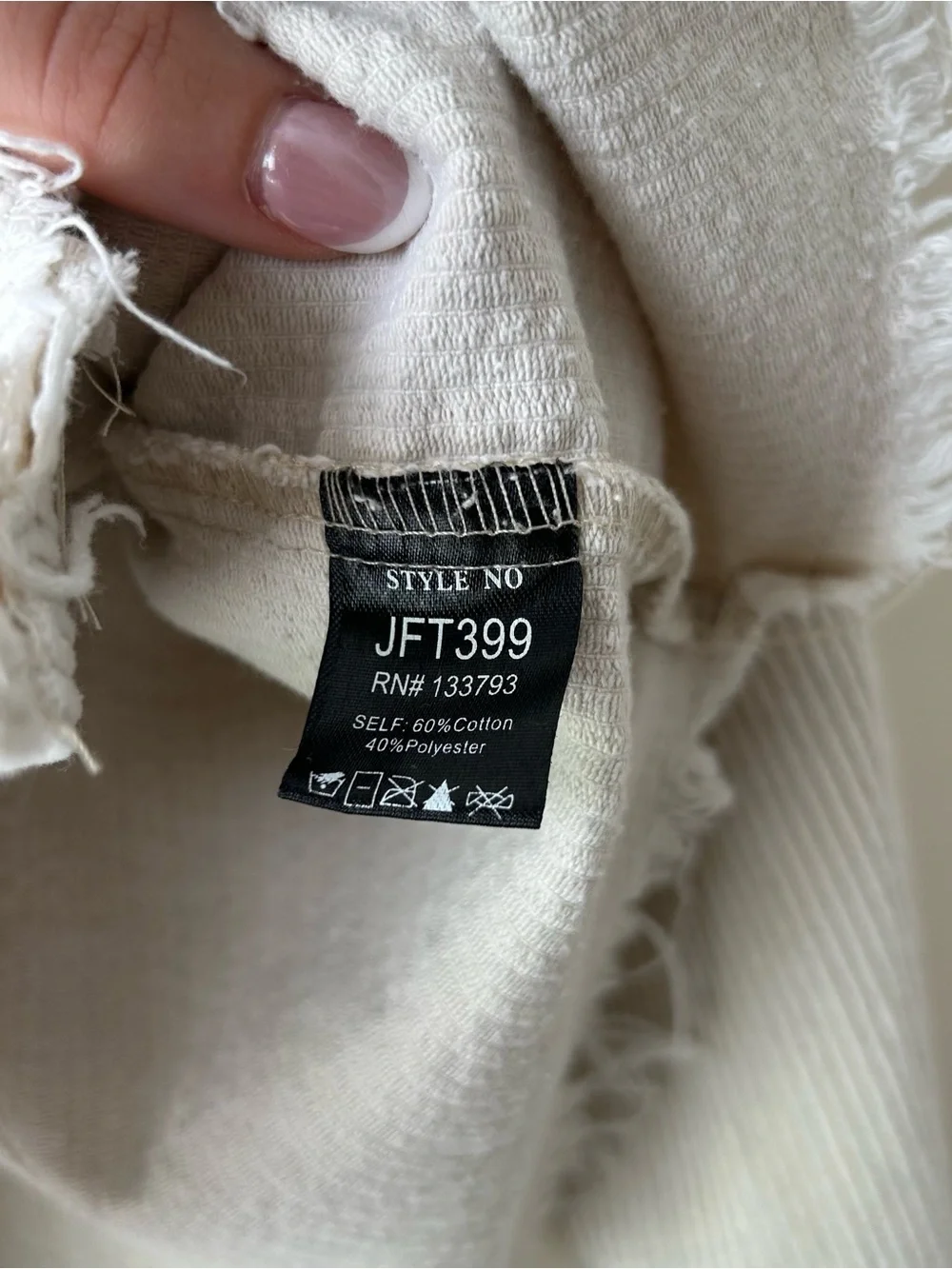 POL Corduroy Distressed Frayed Trucker Jacket Shacket Cream M